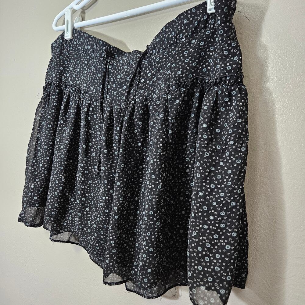 Y2K Old Navy Women M Black Floral Chiffon Halter Tie Mini Skirt Coquette Ditsy